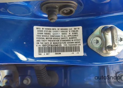 2018 Honda Civic Lx from USA, damaged, VIN 19XFC2F58JE040125